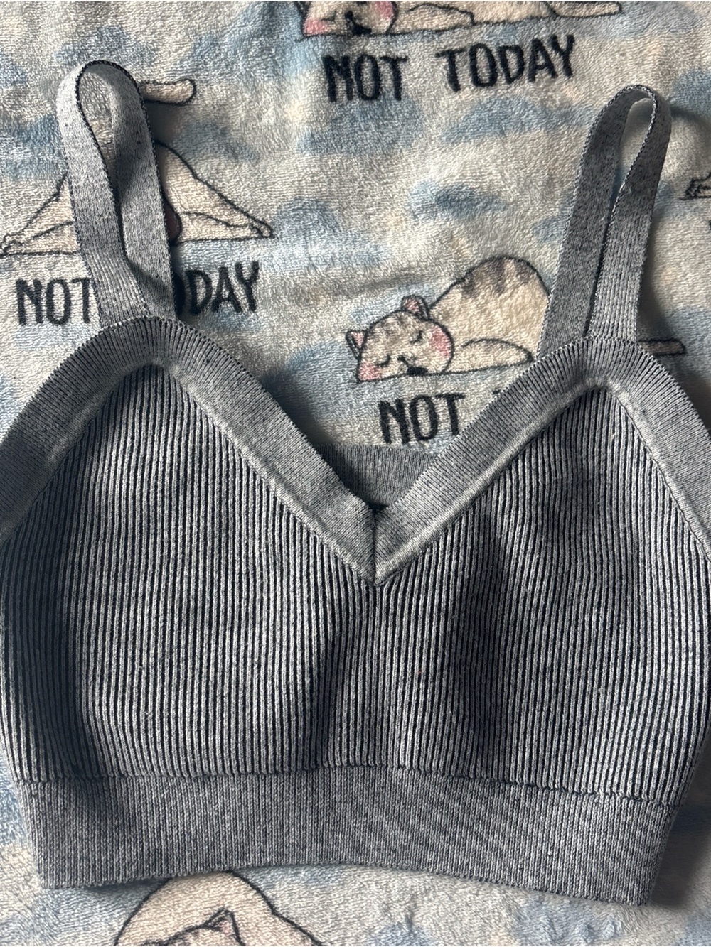 wild fable Gray Ribbed V‑Neck Tank Top